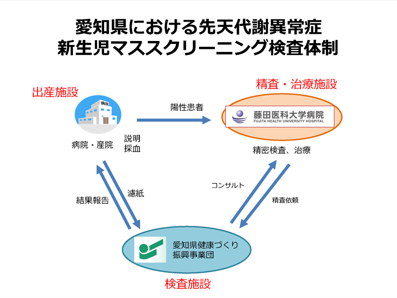 図・愛知県における先天代謝異常症　新生児マススクリーニング検査体制