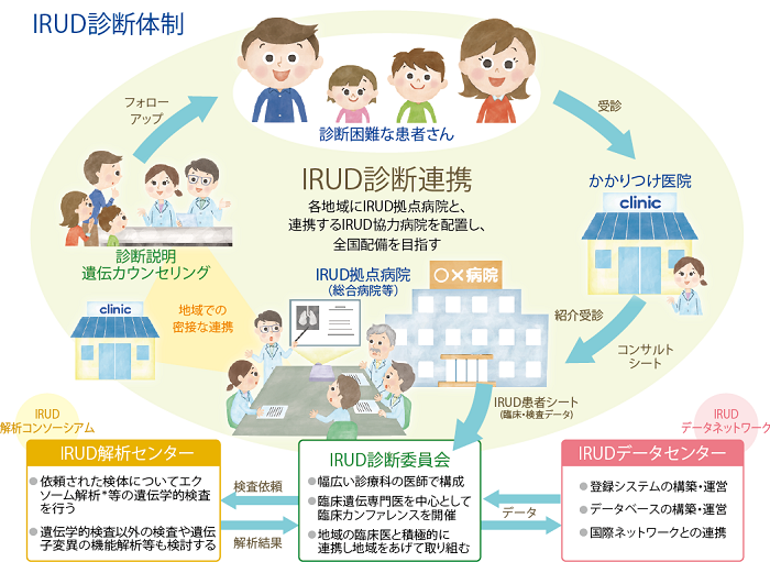図・未診断疾患イニシアチブ（Initiative on Rare and Undiagnosed Diseases : IRUD、アイラド）のネットワーク